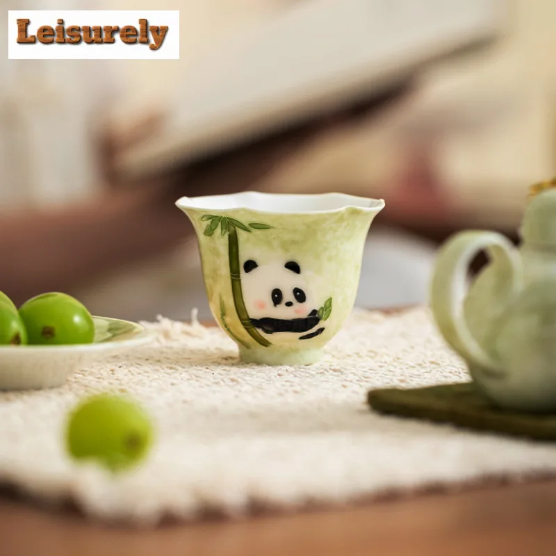 70ml Hand-painted Panda Teacup Handmade Tea Bowl Cute Cup Tea-tasting Personal Cup Chazhan Master Cups Household Teaware Craft