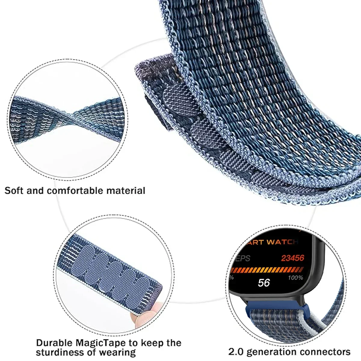 Breathable Embroidery Nylon Loop Sport Bracelet Strap