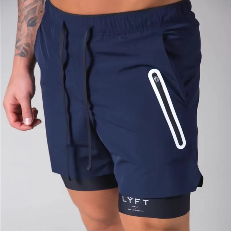 Running Training Men's Sports Shorts Double-layer Anti-glare Quick-drying Fitness Shorts 6
