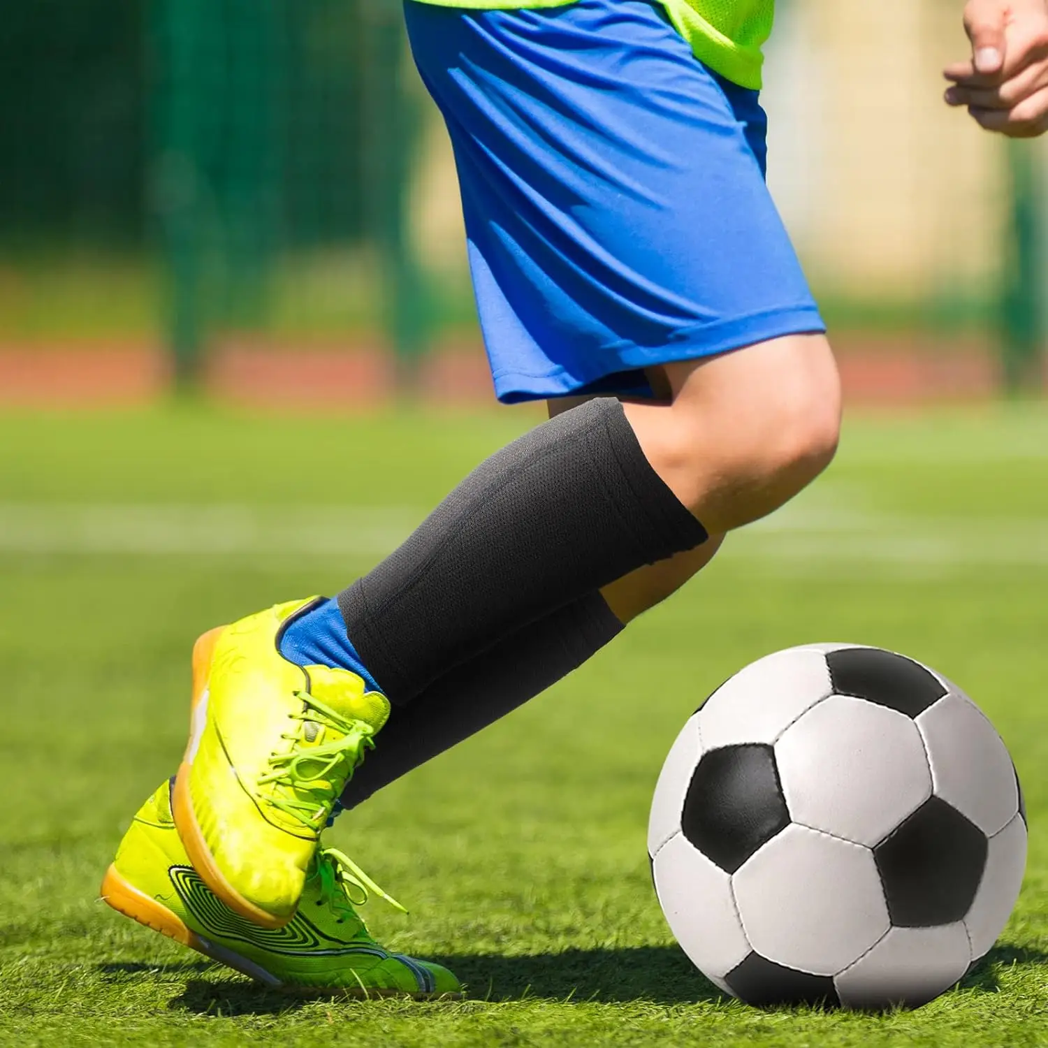 Soccer Shin Guards for Kids Youth Adults with Sleeves Lightweight Protective Equipment