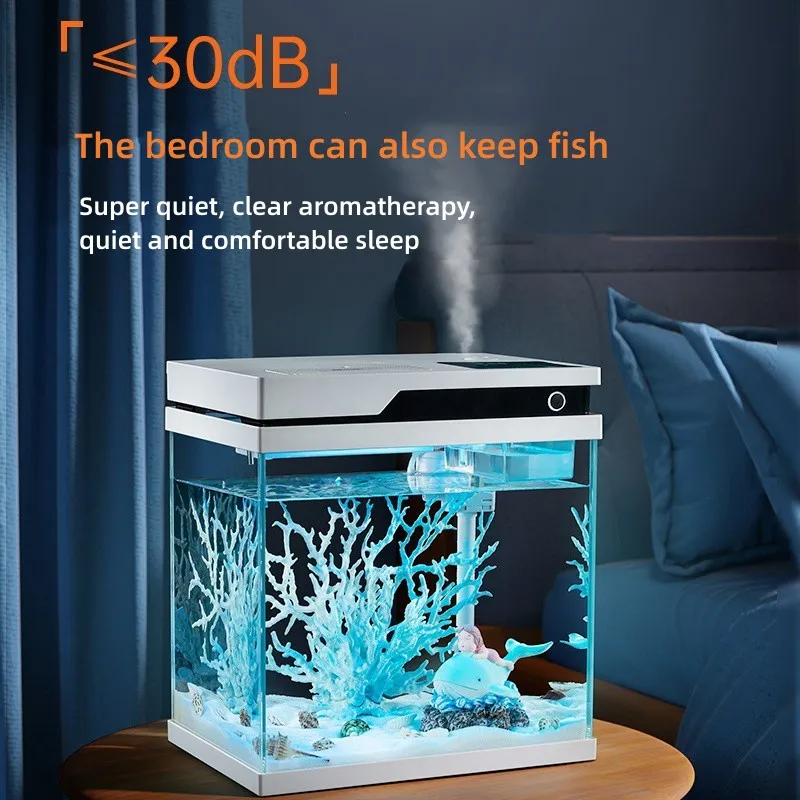 Yee Smart Fish Tank Living Room Small Home Desktop Ultra White Glass Fish Tank Filter Self-recycling New Eco Fish Tank Aquarium
