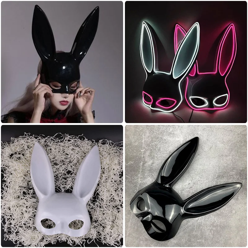 Incandescente Sexy Bunny El Wire Mask Accessori Per Costumi Cosplay Coniglio Luminoso Led Mask Per Nightclub Dance Decor