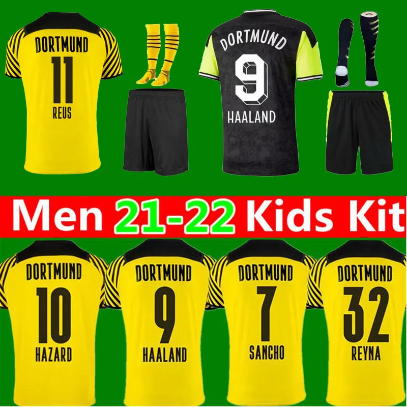 2021 2022 мужские + Детские футбольные Джерси DortmundES Borussia 21 22 HAALAND REUS HUMMELS BRANDT взрослая