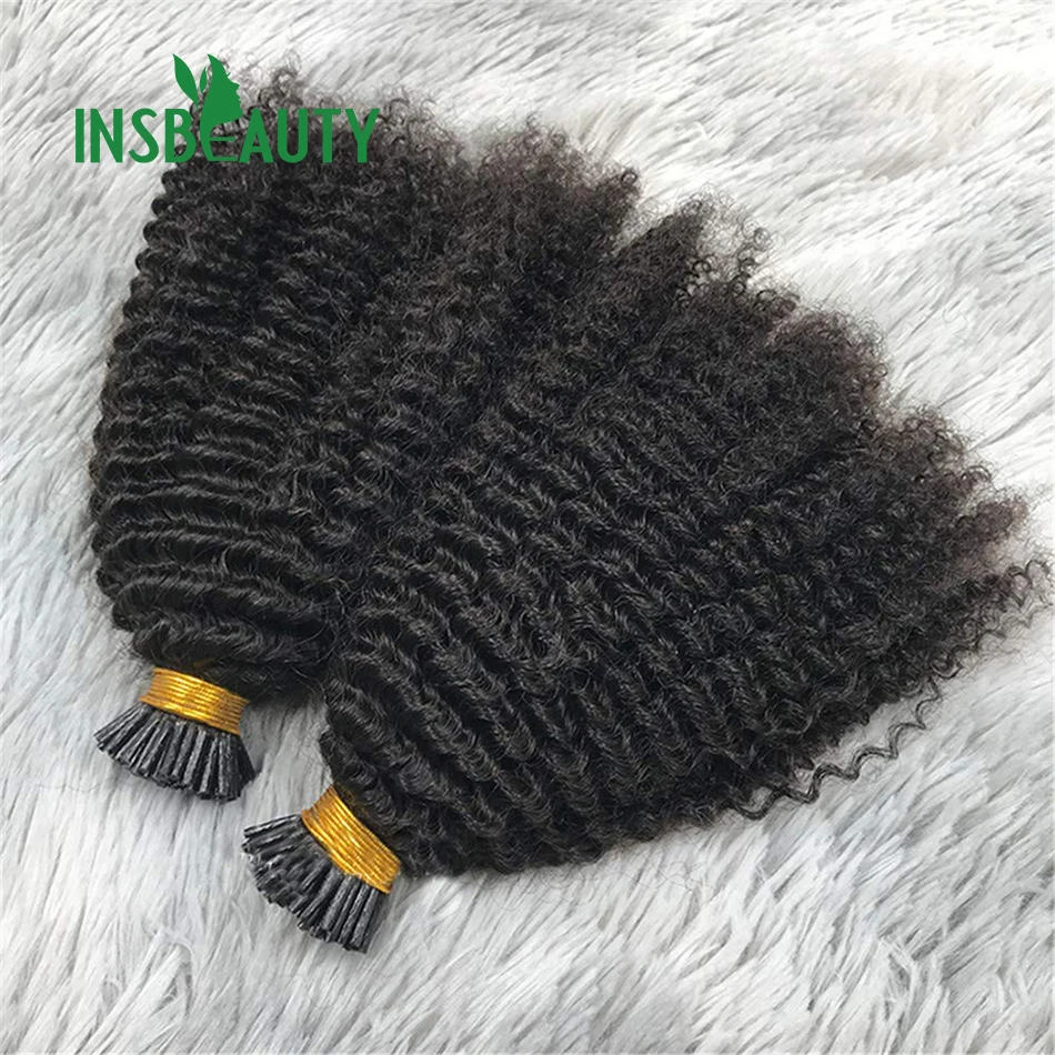 Kinky Straight I Tip Hair Extension Human Hair Brazilian Itip Human Hair Stick Tip Hair Extensions - Image 3
