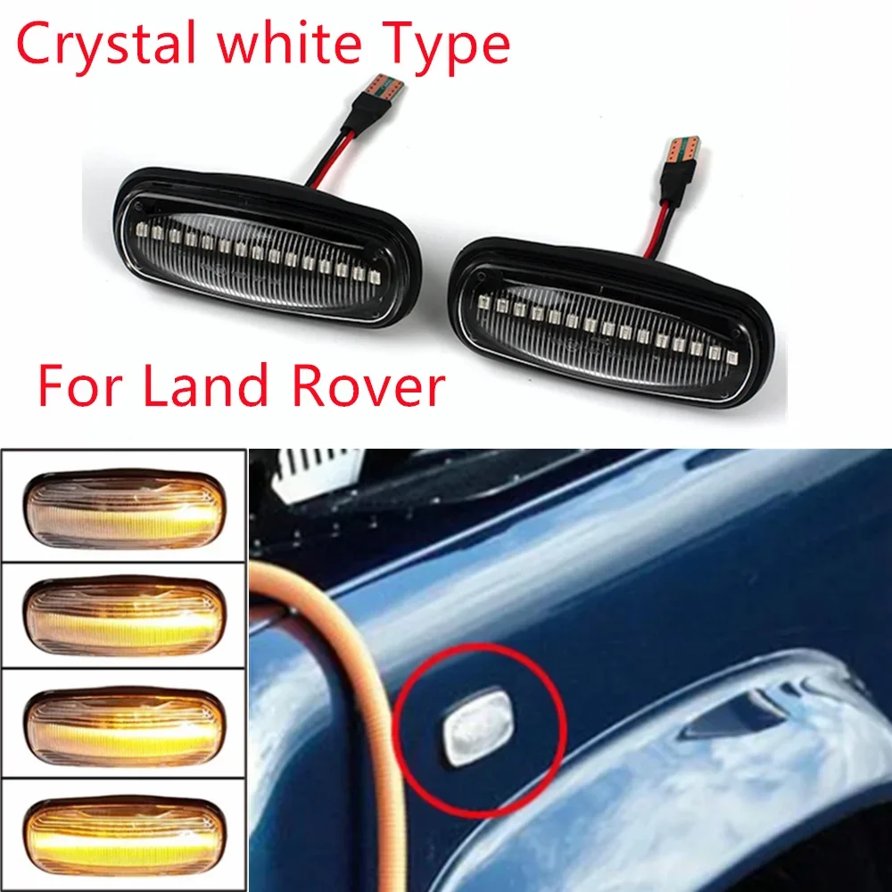 

2pcs Dynamic Flowing LED Side Marker Light For Land Rover Defender TD5 98-15 Freelander 1 02-05 Discovery 2 99-04