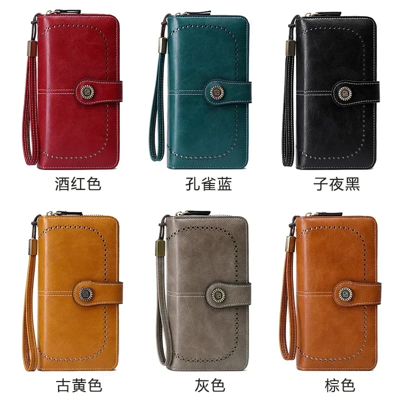 High Quality Women Wallet RFID Anti-theft Leather Wallets For Woman Long Zipper Large Ladies Clutch Bag Female Purse Card Holder 6