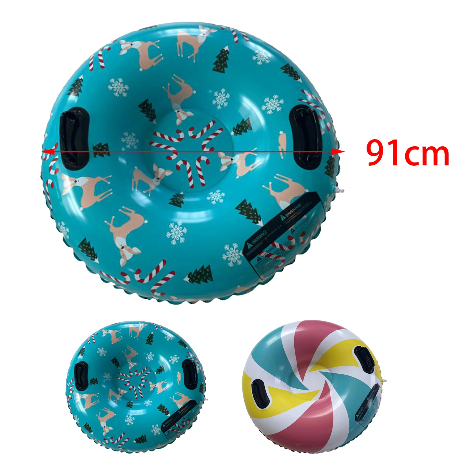 Inflatable Snow Tube Snow Sled Handles Sledge Circle Tire Tube Thickened Winter Sports Inflatable Skiing Circle Rings