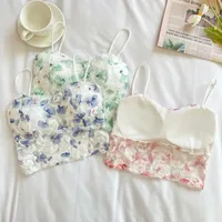 Mode doux Floral Corset gilet bureau dame plage Style sans manches Blouse femmes Vintage dentelle mince haut court 2