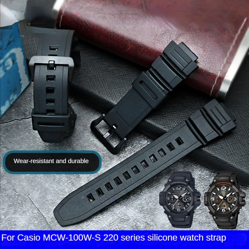 

Silicone Watch Strap for Casio 5434 MCW-100H W-S220 Series Soft Comfortable Waterproof Sweat-Proof Watchband Accessories 16mm