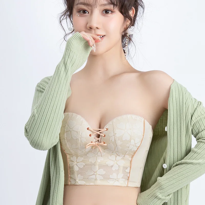 

Strapless bra One piece Large Size Push Up Big Chest Thin Bra Wrapped Invisible Bra Patch Underwear Wireless Solid Underwear