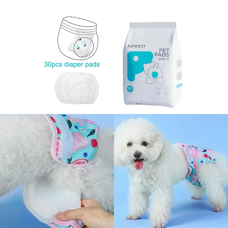 Dog Diapers 30pcs dog diaper pad women's shorts disposable physiological fluff