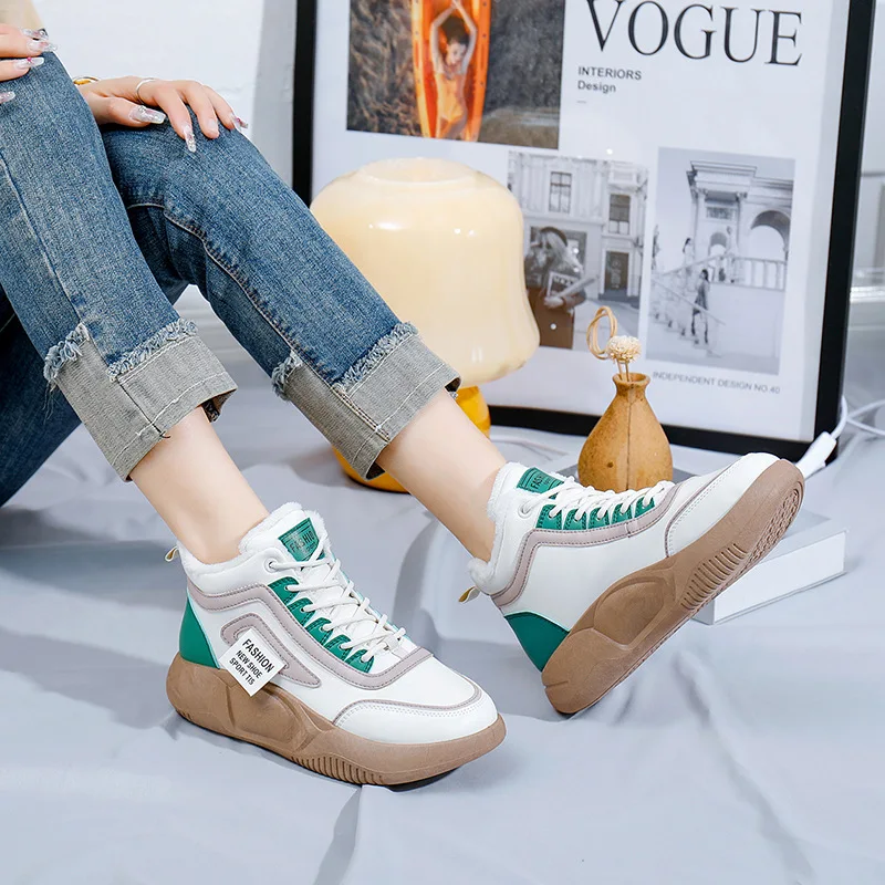 New Women Platform Shoes Fashion Sneakers Boots Woman Casual Loafers Ladies Snow Boots Autumn Winter Warm Female High Quality