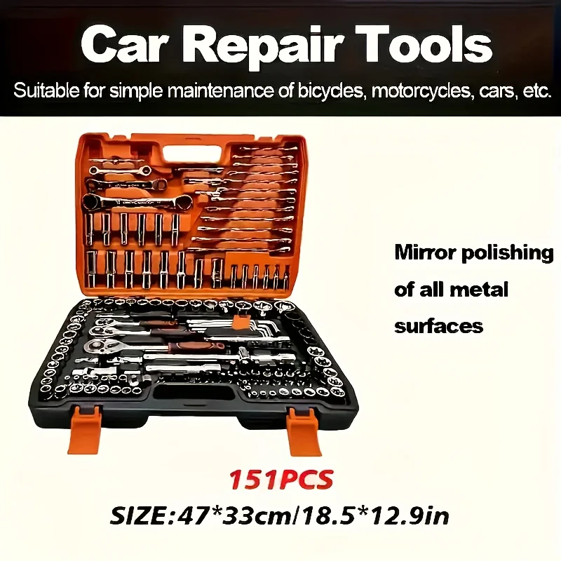 151/46-Piece Premium Automotive Tool Kit or a wet wipe | Ratchet Torque Wrench Ultra-Portable for Auto/Bike/Motorcycle Repair