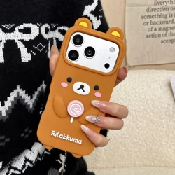Adorable Rilakkuma Cartoon Soft Silicone Phone Case - Shockproof Cover - iPhone 12 Pro Max (Brown)