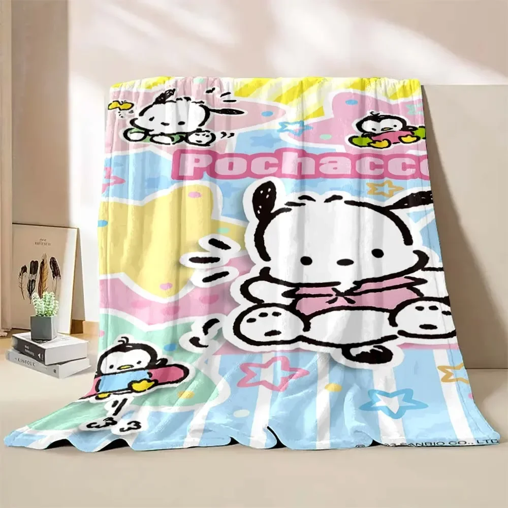 Japanese Pochacco Blanket Sanrio Flannel Fluffy Throw Camping Blanket for Children Sofa Throw Blanket Modern Fashion Gift Miniso 4