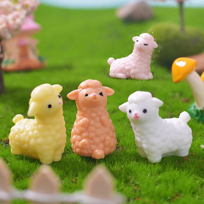 

Cartoon Resin Alpaca Figurine Miniature Statue Decoration For Mini Fairy Garden Micro Landscape Cartoon Animal Craft Ornaments