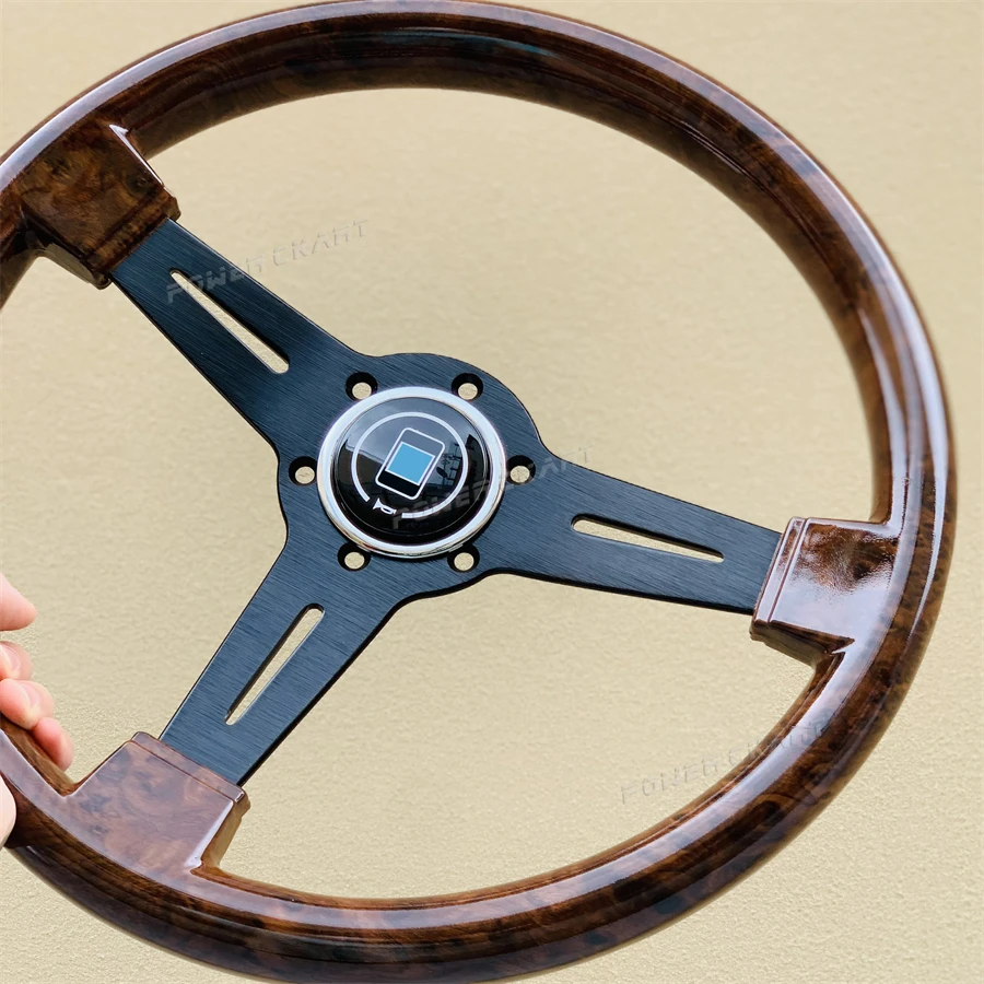 14inch JDM Wood Steering Wheel Unversal Karting Sport Wooden