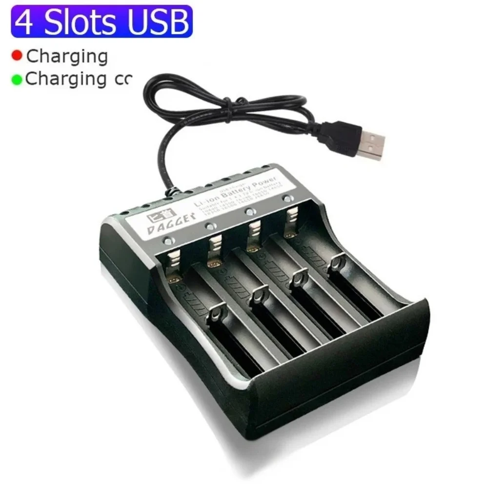 1/4 슬롯 리튬 배터리 충전기 USB 스마트 충전 배터리 박스 18650 10440 14500 14650 범용 충전식 배터리 홀더
