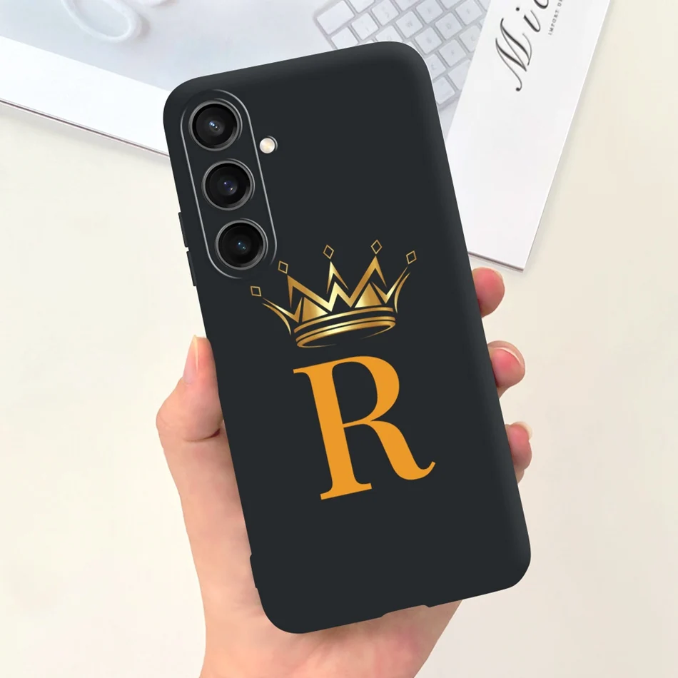 Fashion Crown Sakura Initial Letter Soft Silicone Phone Case