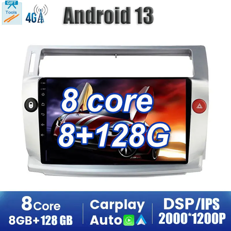 

Carplay Android 13 Car Radio Multimedia Stereo Player WiFi GPS Navigation For Citroen C4 LA LC C-Triomphe C-Quatre 2004 - 2014