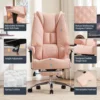 Back Executive Office Chair with Foot Rest, Ergonomic Office Chair Lumbar Support for Lower Back Pain Relief (Light Pink) 3