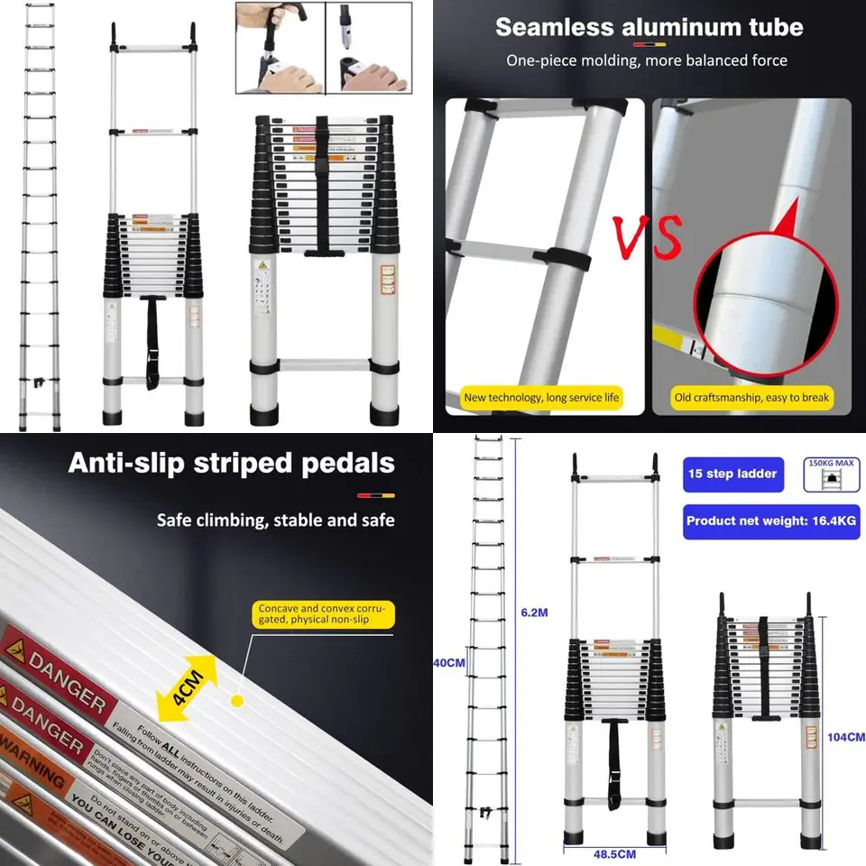 Telescoping Ladder 20FT Copact Extension Ladder With 2 Detachable Roof