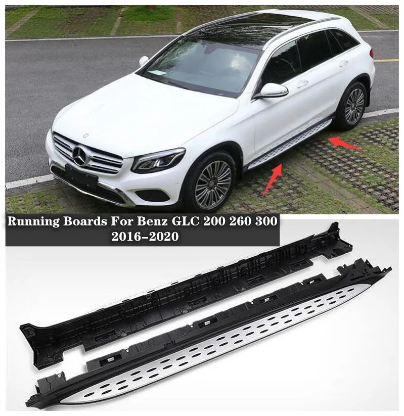 High Quality Aluminum Alloy Running Boards Side Step Bar Pedals Fits For Mercedes Benz GLC 200