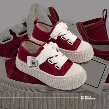 Fashionable versatile thick soled canvas shoes women new breathable lace up women's shoes soft soled lightweight board shoes 1
