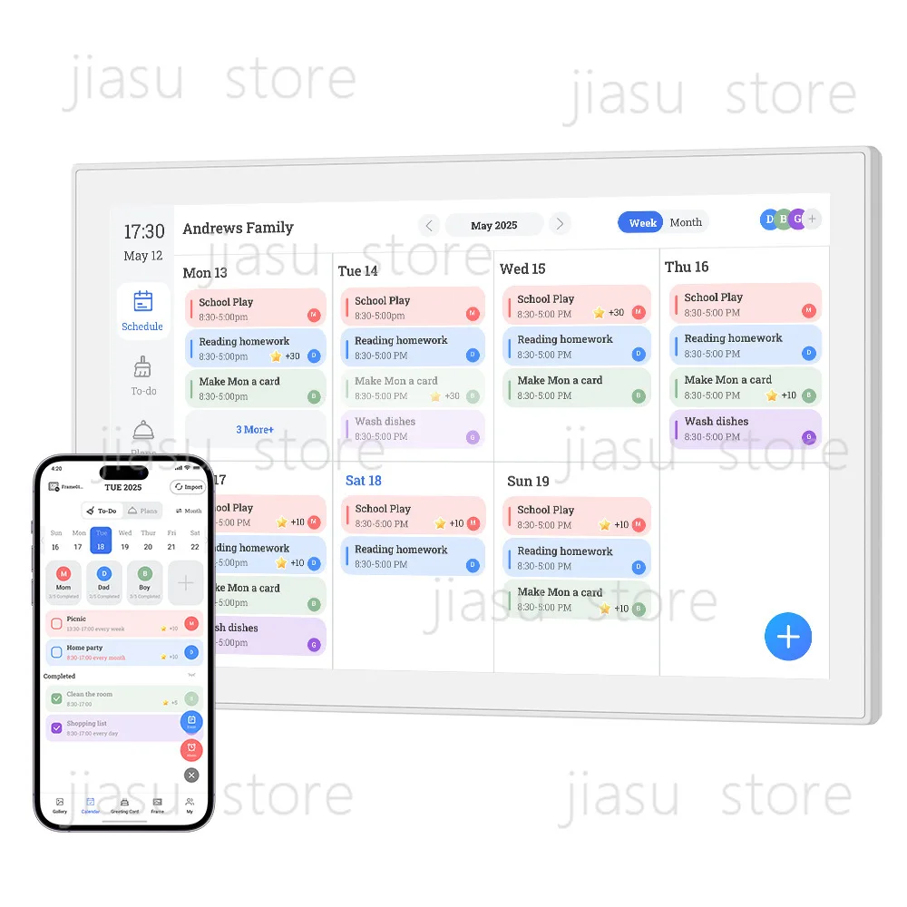 10인치 스마트 디지털 캘린더 클라우드 사진 프레임 - HD 터치스크린 WiFi 동기화, 가족 일정 관리용 Google/Outlook 지원