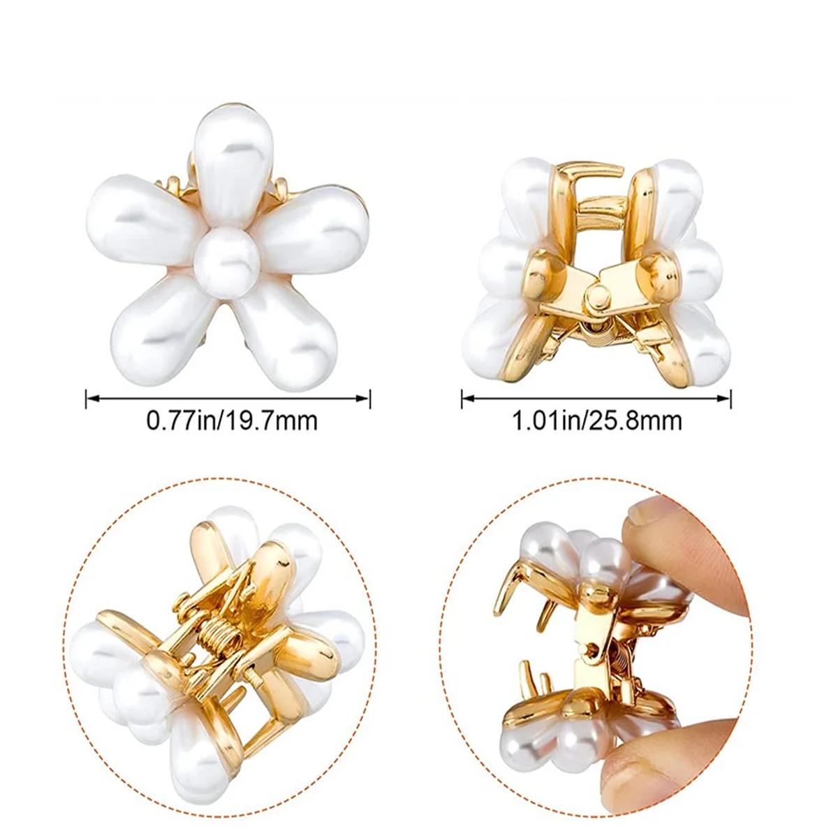 10 Pcs 꽃 디자인, 달콤한 인공 Bangs 클립 여자 여자를위한 장식 헤어 액세서리와 작은 미니 진주 발톱 클립