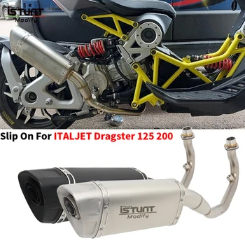 Slip On For ITALJET Dragster 125 200 Full System Motorcycle Exhaust Escape Modify Muffler With DB Killer Front Middle Link Pipe