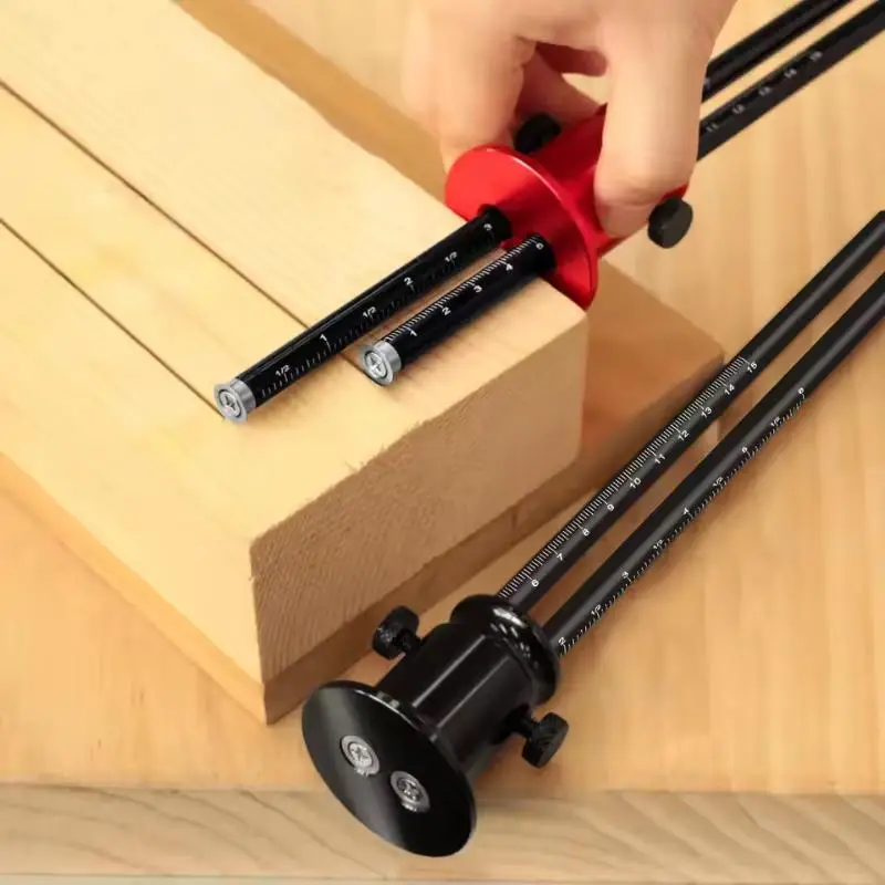 Dual Head Wheel Marking Gauge – Durable Aluminum Woodworking Scriber Ruler with Metric and Inch Scale