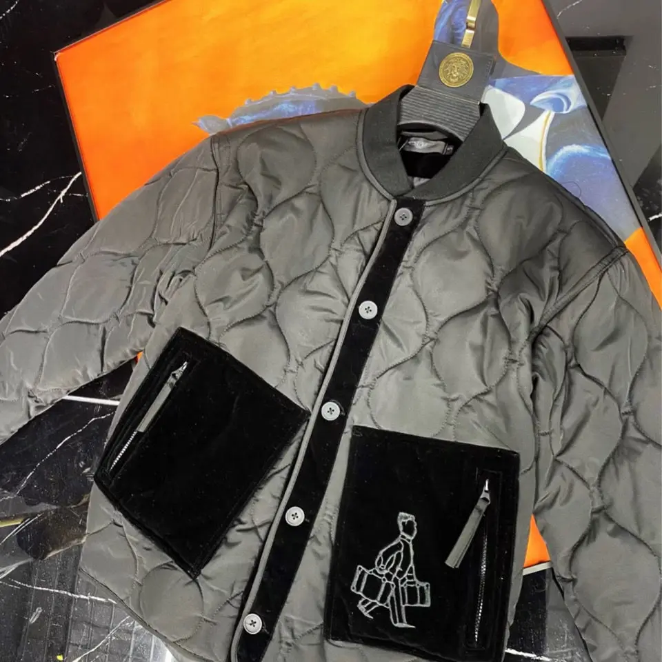 Men Clothing Winter Quilted Jacket Big Pocket Stand Collar Bomber Jacket Parkas Single-breasted Cotton-padded Jacket Warm Coat