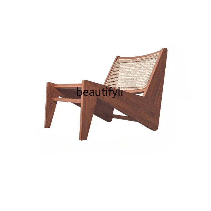 

Italian Minimalist Living Room Couch Black Walnut Solid Wood Rattan Armchair Chandigar Kangaroo Chair chairs for bedroom