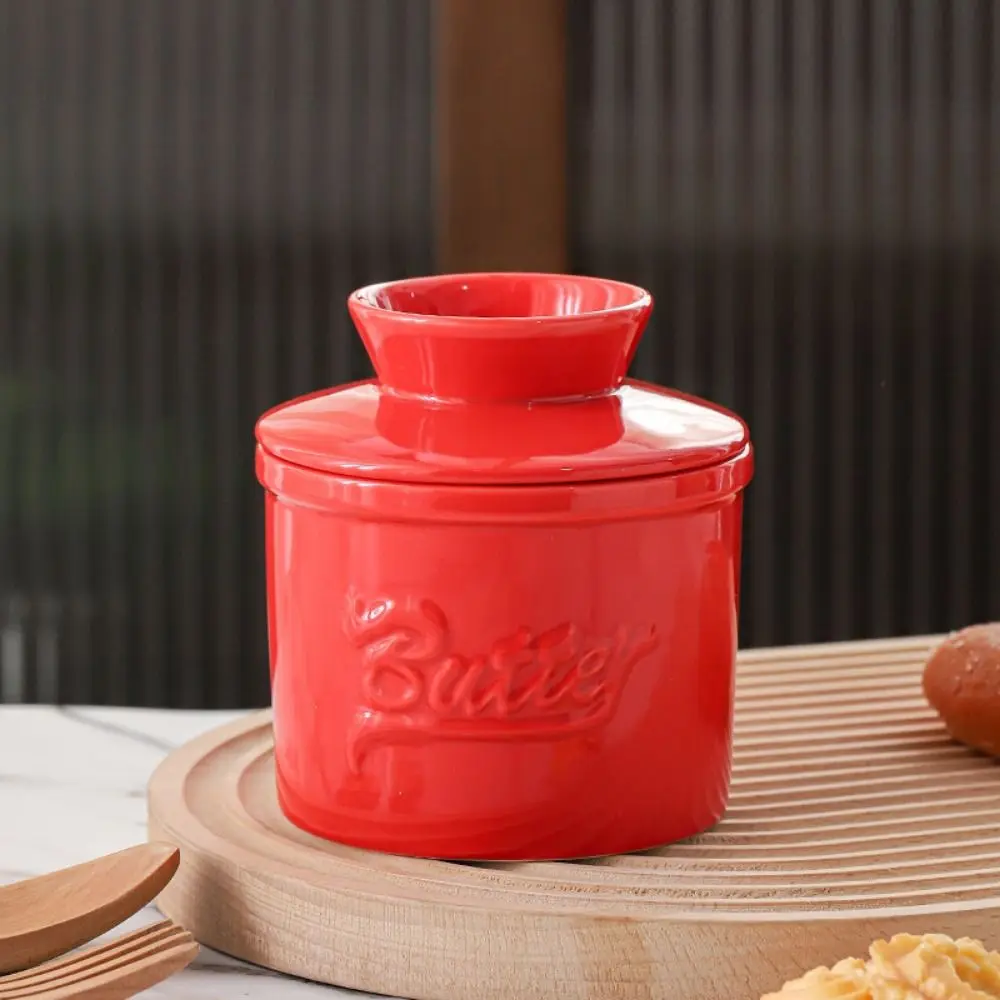 Glossy Finish Butter Bell Crock Keep Fresh with Lid Butter Keeper Handmade Thicken Ceramic Dish Spreadable