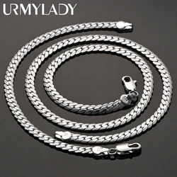 925 Sterling Silver Christmas gifts European style retro 6MM flat chain necklace bracelets fashion For man women jewelry sets
