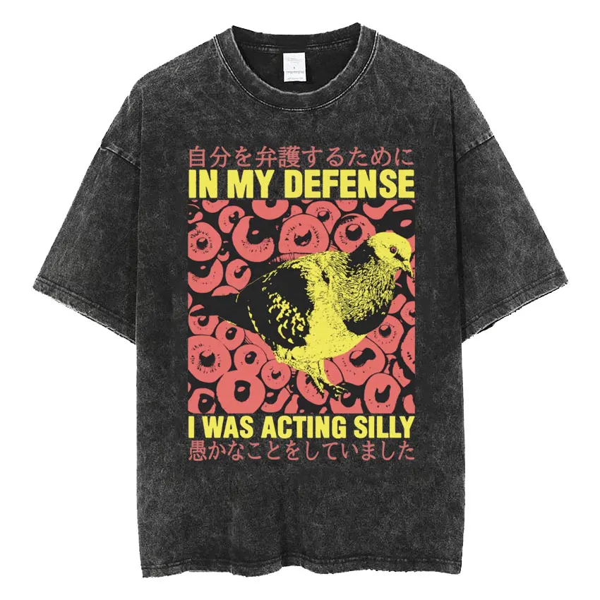 thumbnail image 1 of Camiseta The Horrors Never Ending Yet I Remain Silly, divertida camiseta lavada Retro de rana de estilo japonés, camisetas de gran tamaño para hombres, 1 of 5