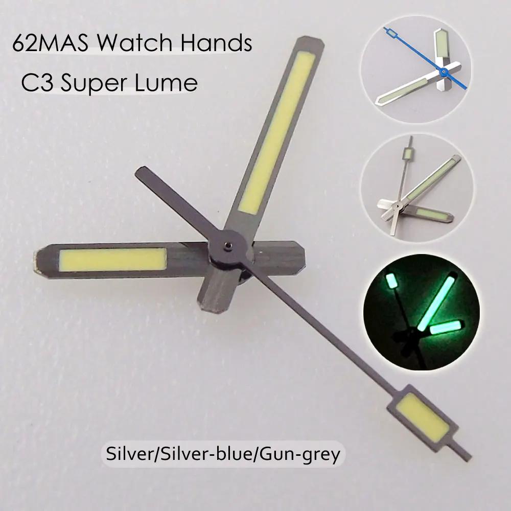 Enhanced Luminous Watch Hands - Gun-grey/Silver/Blue Finish