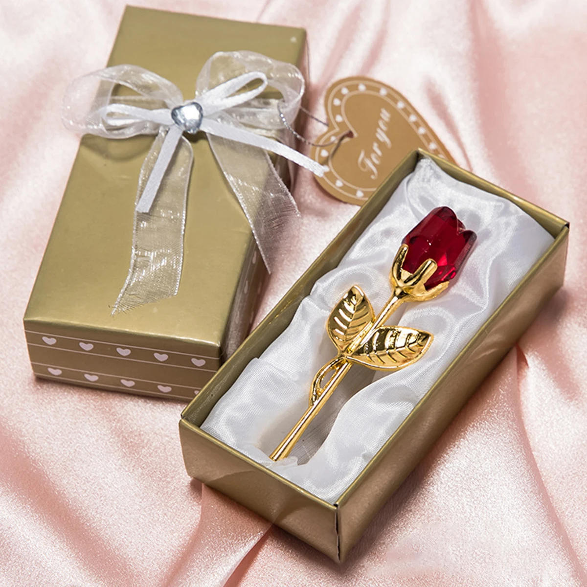 Glass Rose Mini Crystal Flower Artificial Flowers Room Ornament Office Desktop Decoration Wedding Party Valentine's Day Gift 1pc artificial flowers