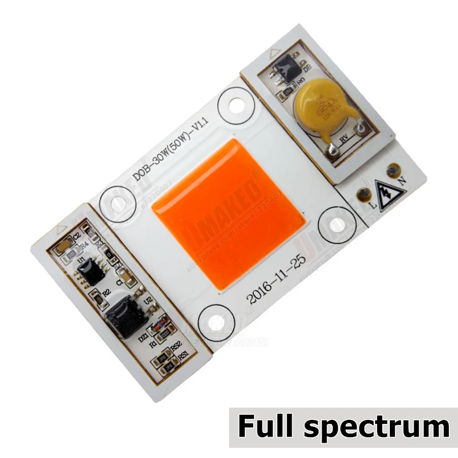 20개 77x45mm LED COB LED 칩 식물등 30W 50W LED 다이오드 성장등 파이토램프 묘목 실내 DIY 수경재배 110V 220V