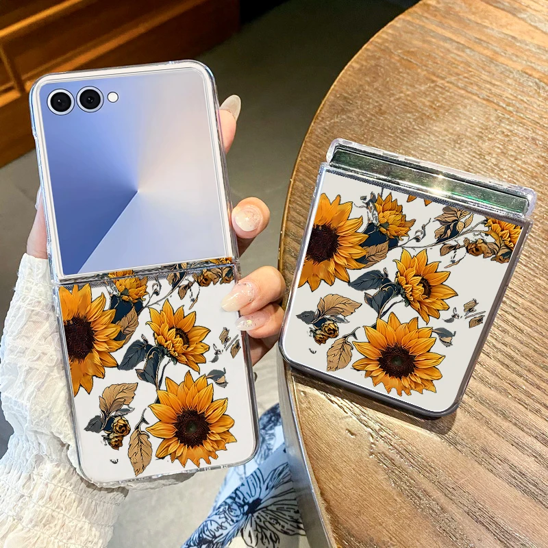 Pink Rose Flowers Clear Folding Hard Cover Phone Case