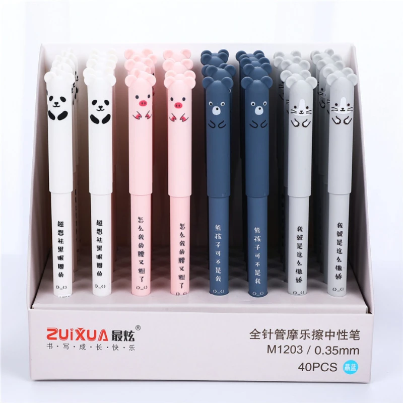 20-80Pcs/Set Kawaii Pig Bear Cat Mouse Erasable Gel Pen School Office Supplies Stationery Gift 0.35mm Blue Black Ink  kawaii pen мышь logitech g203 lightsync corded gaming mouse usb blue 910 005798