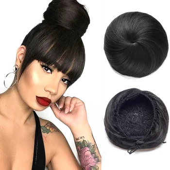 Scrunchie per capelli sintetici regolabili chignon dritti chignon per capelli estensioni per coda di cavallo con coulisse dritta