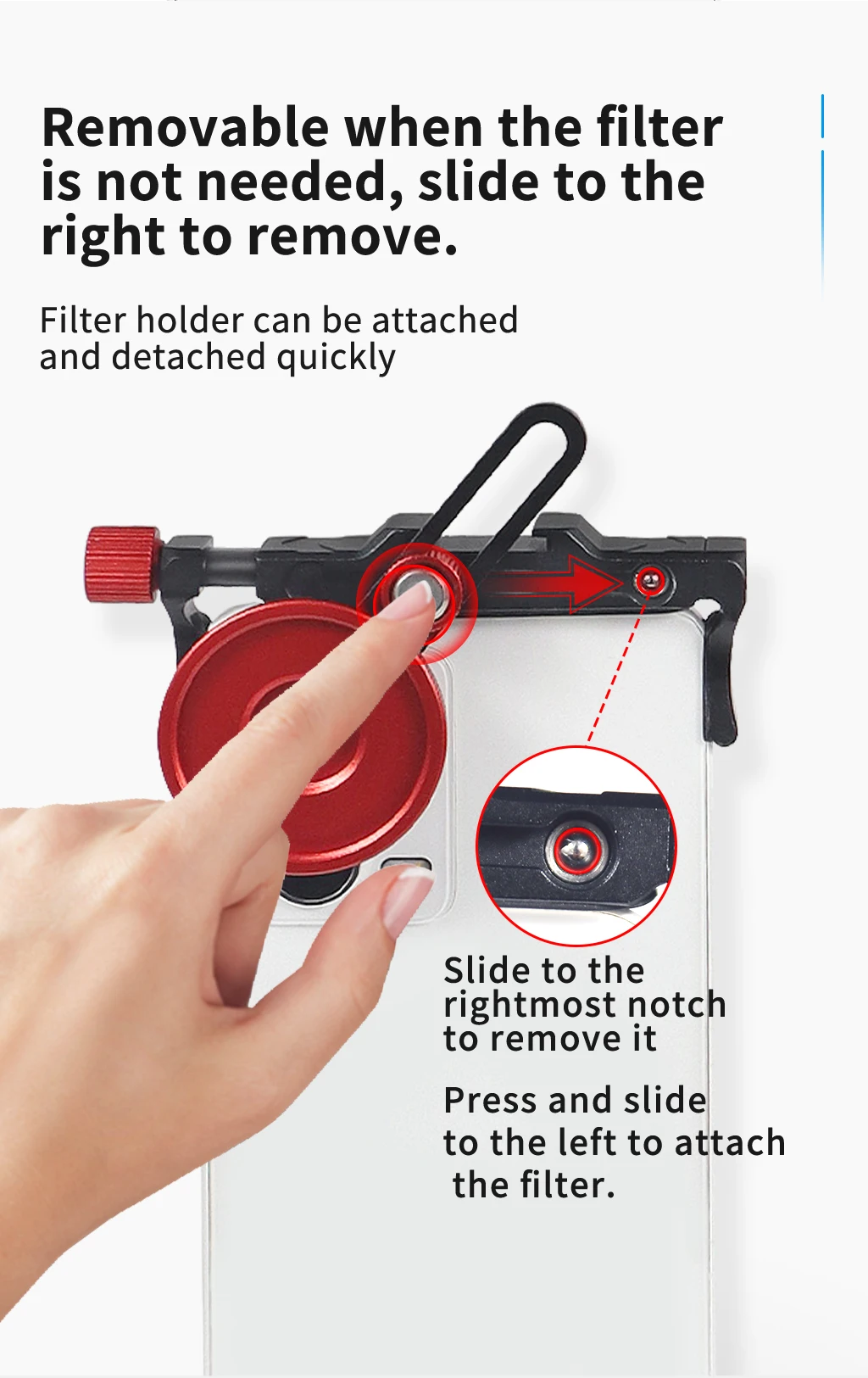 37mm Aluminium Telefon Clip Filter Adapter Universal Halterung für iPhone Samsung 67-80mm Mobiltelefon Kalten Schuh Mikrofon LED Halterung – Detail 8