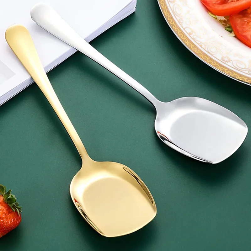 2pcs Stainless steel serving spoon household tableware restaurant hotel serving spoon large