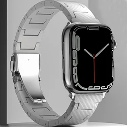 Sleek Carbon Fiber Pattern Bracelet - 45mm and 49mm (White)