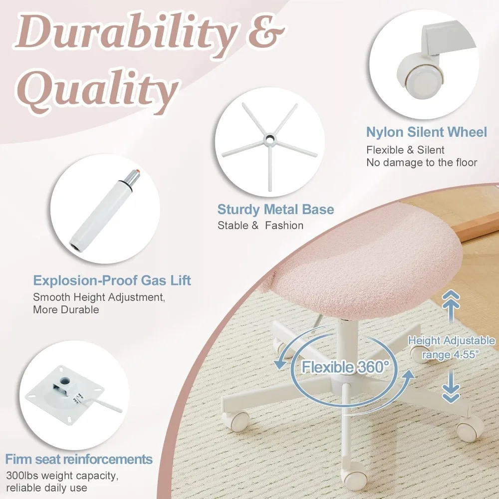 Comfy Small Office Chair with Wheels, Rolling Swivel Computer Task Chair for Home Office,Bedroom, Offices Chairs 5