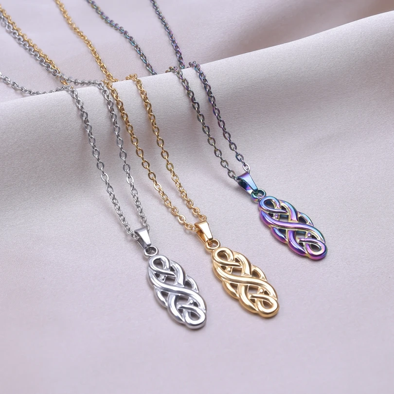 

Minimalist Necklace For Women Stainless Steel Female Necklaces Trendy Witch's Knot Pendants Clavicle Chains jewelry for women
