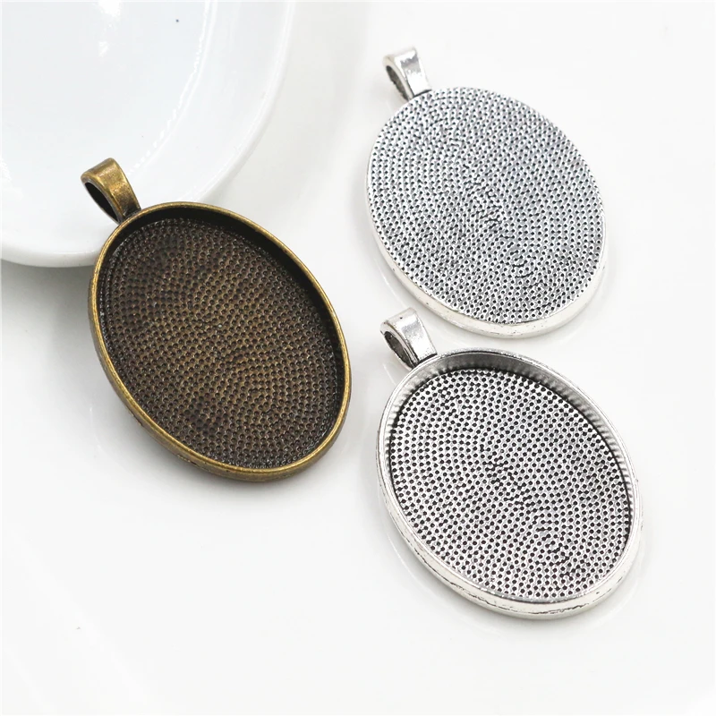 10pcs 22x30mm 내부 크기 골동품 실버 색상 청동 간단한 스타일 카메오 카보 숑 자료 설정 매력 펜던트 목걸이 결과