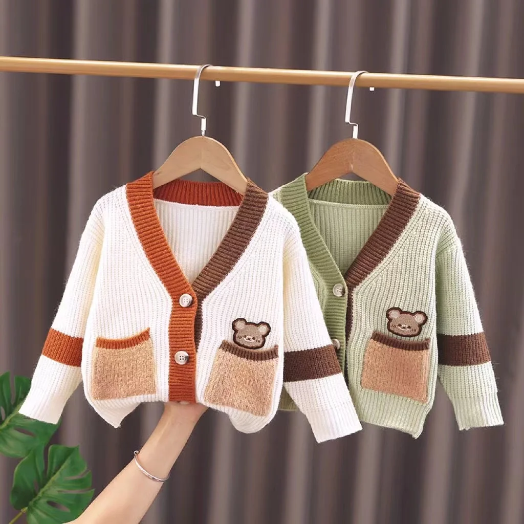 

Baby Boys Girls Knitted Cardigan Jacket Sweater Long Sleeve Solid Color Single-breasted Knitwear Autumn Winter Kids Clothing New